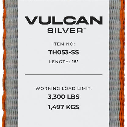 VULCAN 8-Point Roll Back Vehicle Tie Down Kit with Chain Tails on Both Ends - Set of 4 - Silver Series