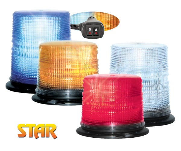 Dual Color LED Beacon - 6.75 Inch - Amber/Blue - Permanent