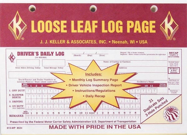 Loose Leaf Trucker's Daily Log Book For 3-Ring Binder