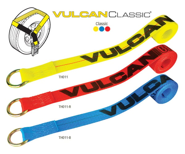 VULCAN Wheel Dolly Tire Harness with Universal O-Ring - Lasso Style - 2 Inch x 96 Inch - Classic Yellow - 3,300 Pound Safe Working Load