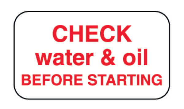 Check Oil & Water Decal