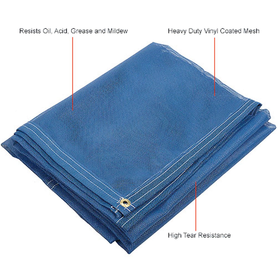 Heavy Duty Vinyl Coated Mesh Tarp - Blue 6 Foot x 8 Foot