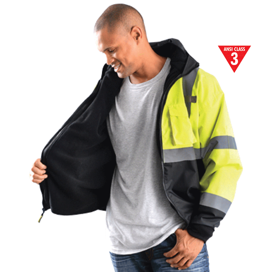 Occunomix Men'S Class 3 Bomber Jacket - M Lime/Black