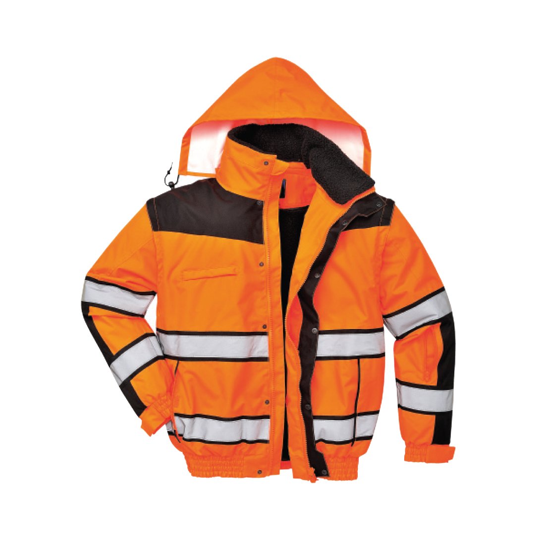 Portwest Men's Hi-Vis Classic Bomber Jacket 3 in 1 XL Orange/Black ...