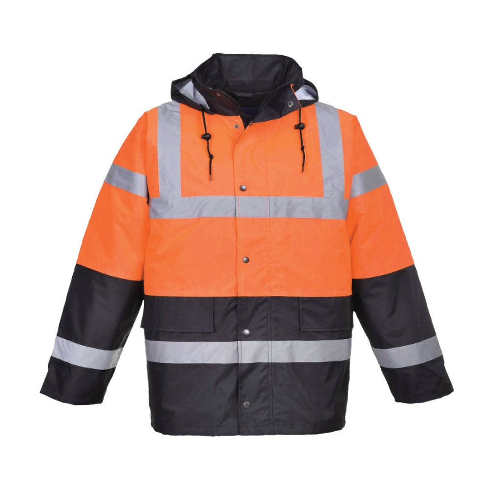 High Visibility - Two Tone Traffic Jacket - Orange/Navy Blue - Large