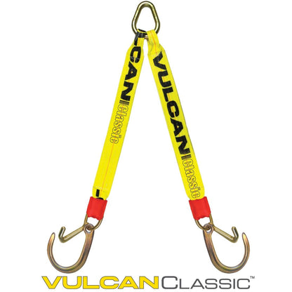 VULCAN Web Bridle with Forged 8 Inch J Hooks and Forged 4 Inch J Hooks - 47 Inch - Classic Yellow - 4,700 Pound Safe Working Load