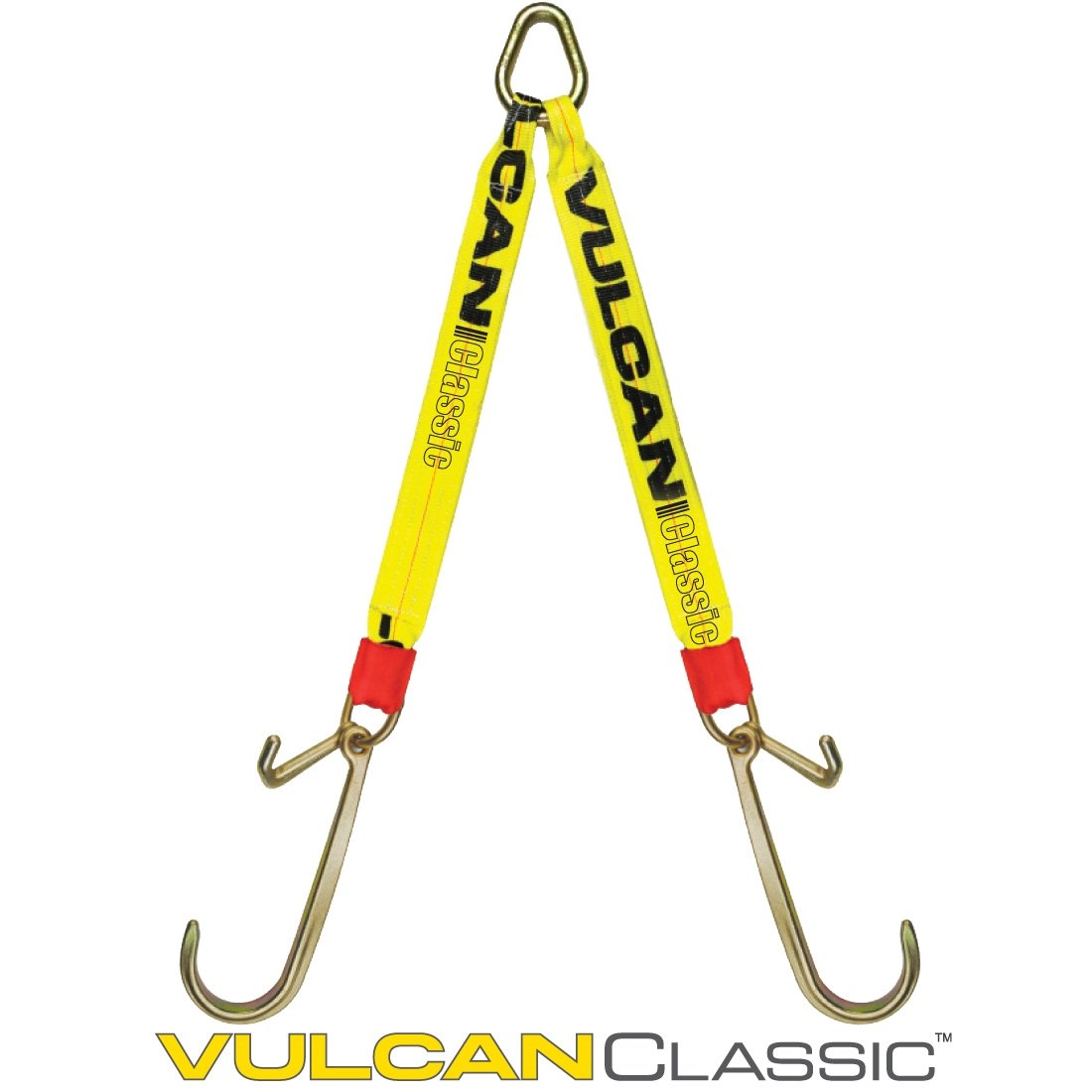 VULCAN Web Bridle with Forged 15 Inch J Hooks and Forged 4 Inch J Hooks - Classic Yellow - 4,700 Pound Safe Working Load