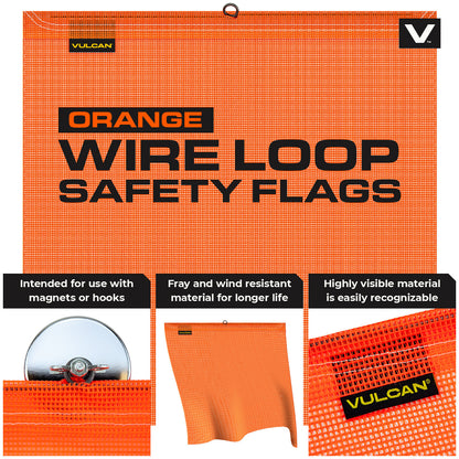 VULCAN Complete Heavy Duty Flags and Magnets Kit - Includes 12 Magnets, 6 Orange Flags, 6 Red Flags, and A High-Viz Vented Storage Bag