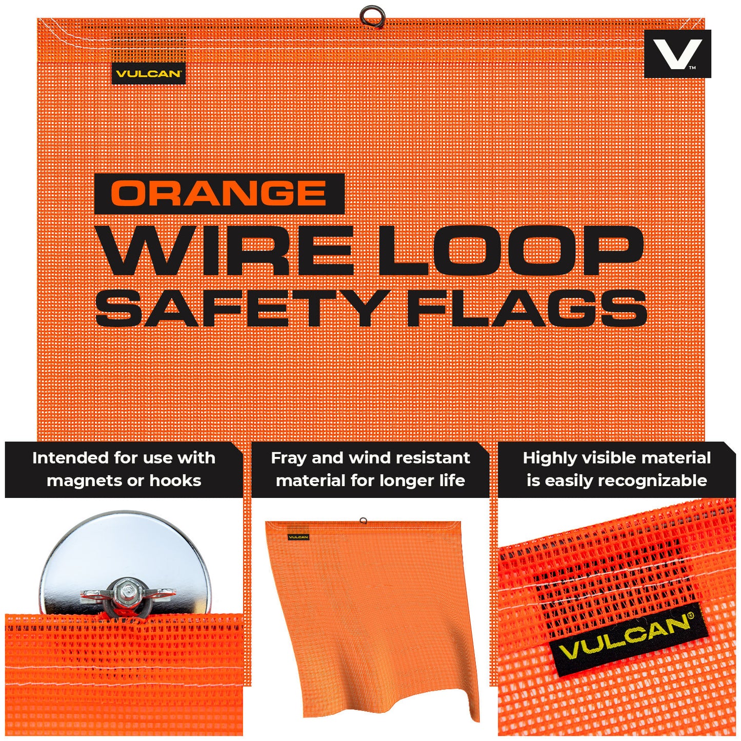 VULCAN Oversize Load Banners, Multi-Color Flags and Magnets Kit - Includes 2 Stretch Cord Oversize Load Banners, 4 Magnets, 4 Red Flags, 4 Orange Flags, and A High-Viz Vented Storage Bag