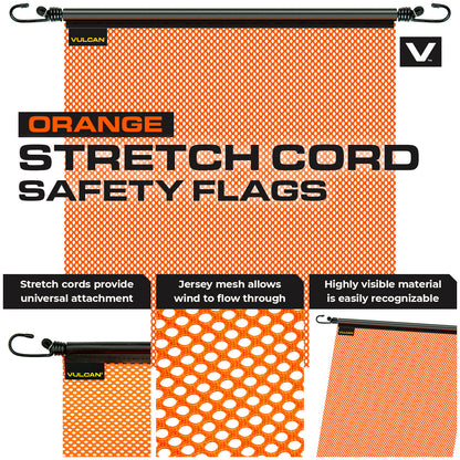 VULCAN Banner and Flags Kit - Includes 1 Economy Stretch Cord Oversize Load Banner, 2 Stretch Cord Orange Flags, 2 Wood Dowel Orange Flags