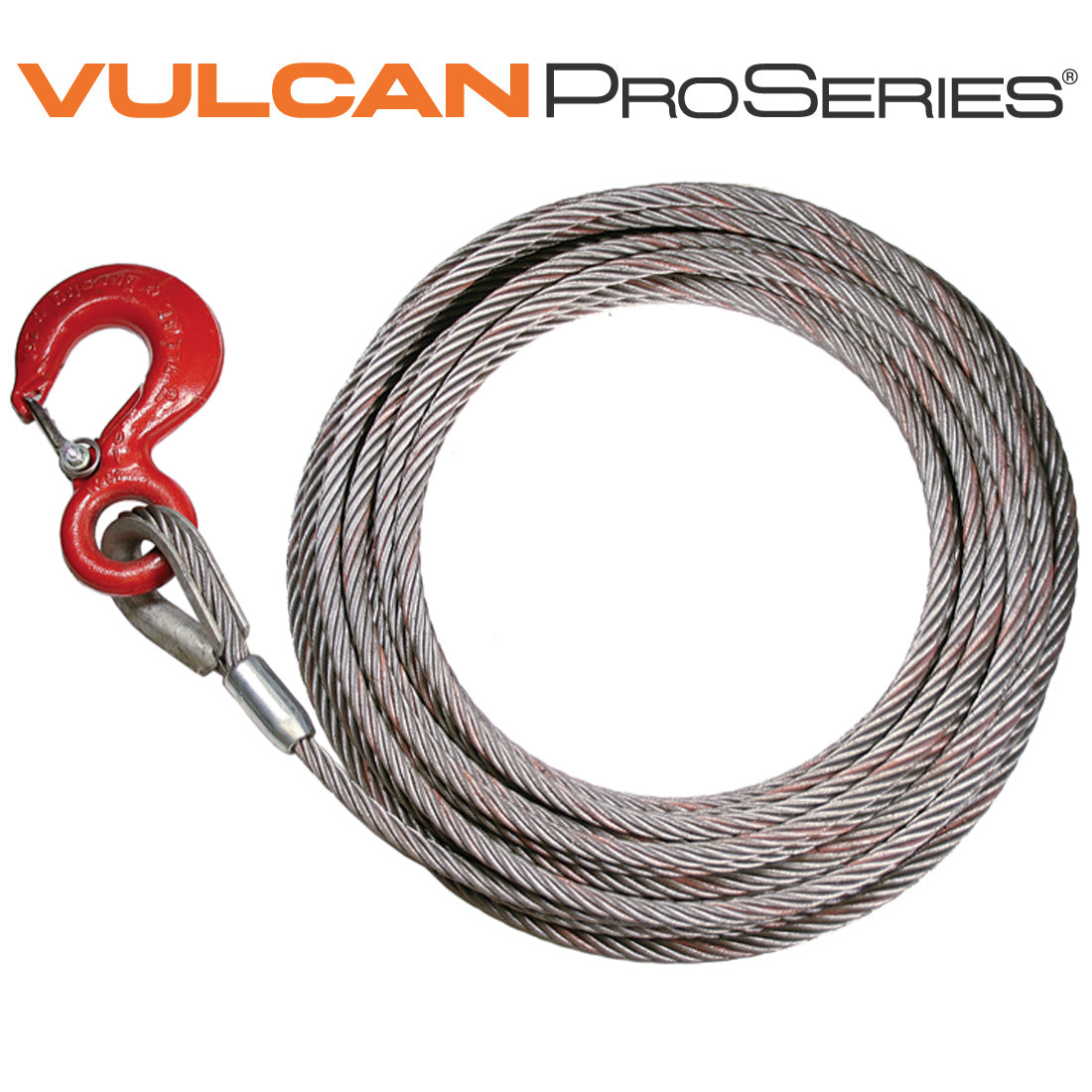 VULCAN Steel-Core Fixed Hook Winch Cable - 1/2 Inch x 50 Foot - PROSeries