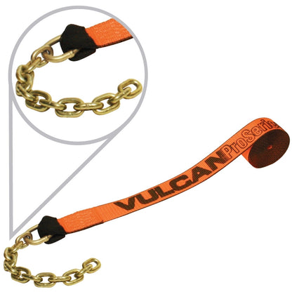 VULCAN Winch Strap with Chain Tail - 2 Inch - 3,300 Pound Safe Working Load