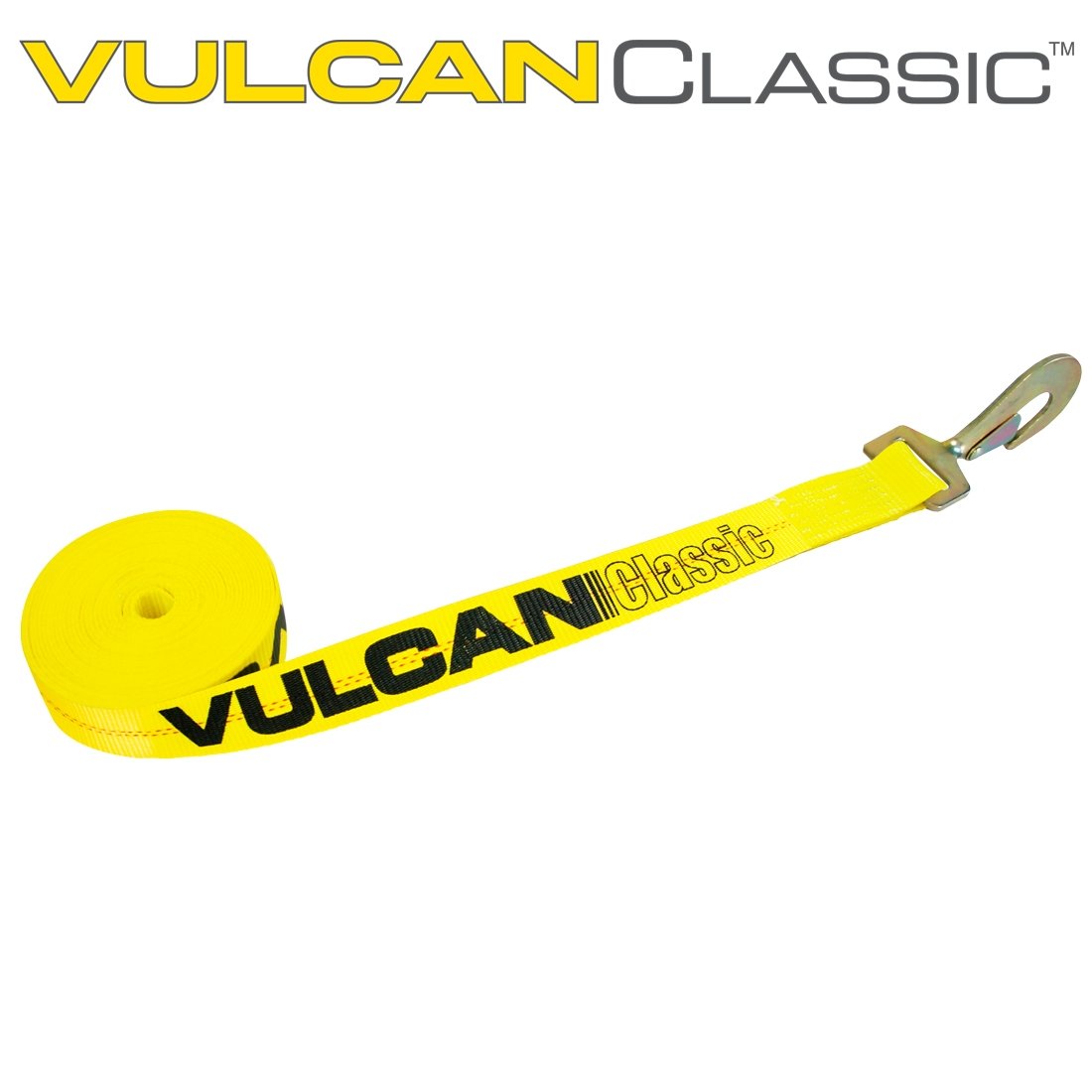 VULCAN Winch Strap with Twisted Snap Hook - 2 Inch x 15 Foot - 3,300 Pound Safe Working Load