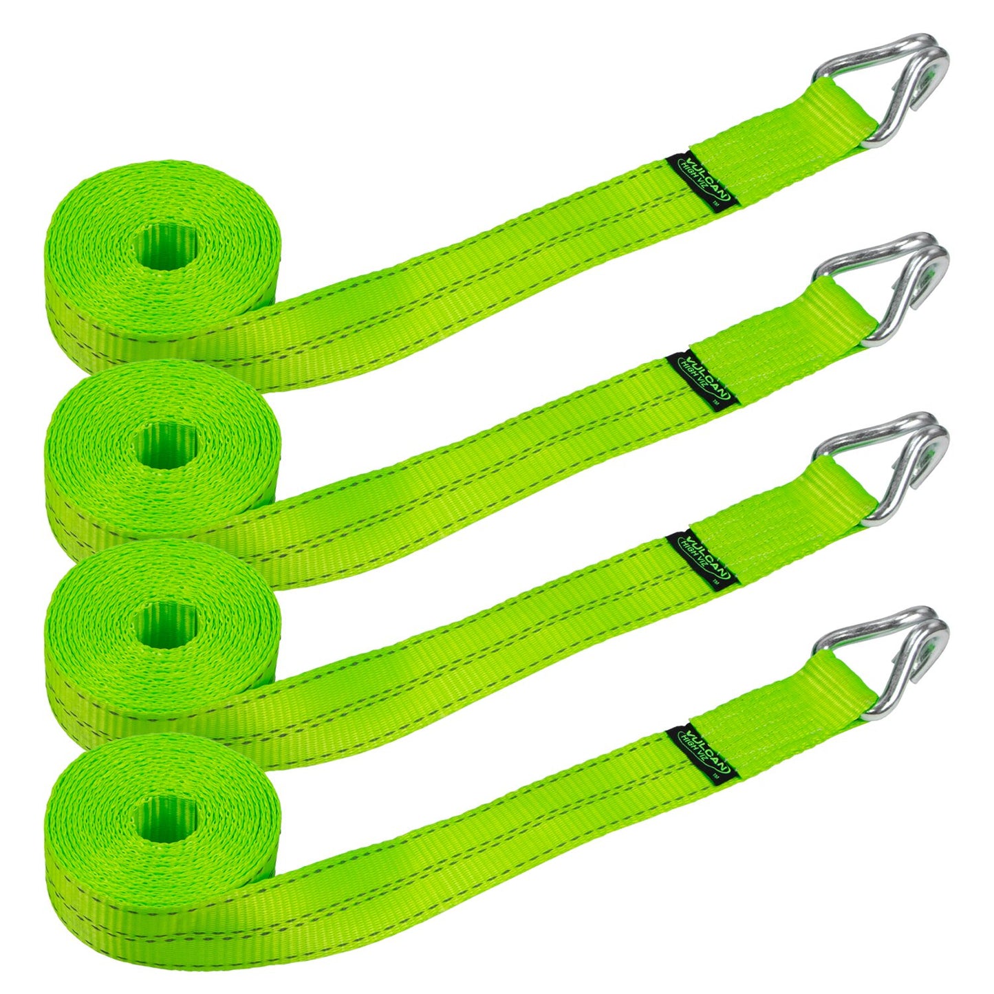 VULCAN Winch Strap with Twisted Snap Hook - 2 Inch x 15 Foot, 4 Pack - 3,300 Pound Safe Working Load