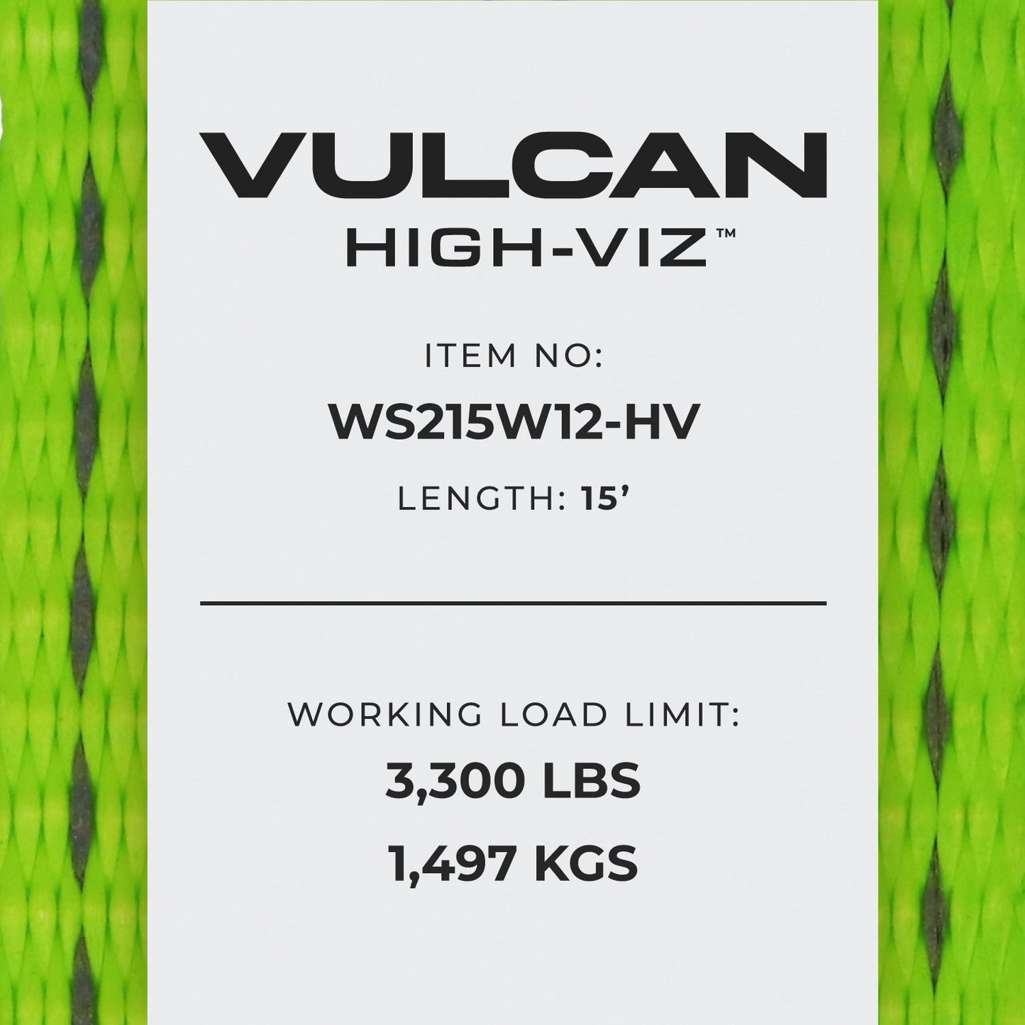 VULCAN Winch Strap with Twisted Snap Hook - 2 Inch x 15 Foot, 4 Pack - 3,300 Pound Safe Working Load