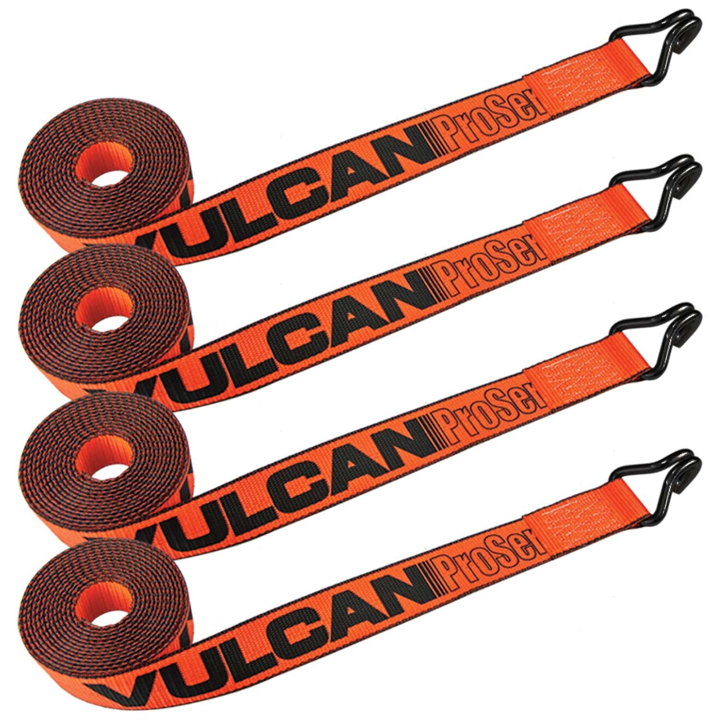 VULCAN Winch Strap with Twisted Snap Hook - 2 Inch x 15 Foot, 4 Pack - 3,300 Pound Safe Working Load