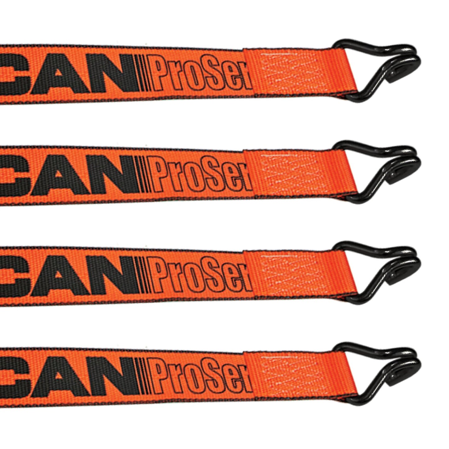 VULCAN Winch Strap with Twisted Snap Hook - 2 Inch x 15 Foot, 4 Pack - 3,300 Pound Safe Working Load