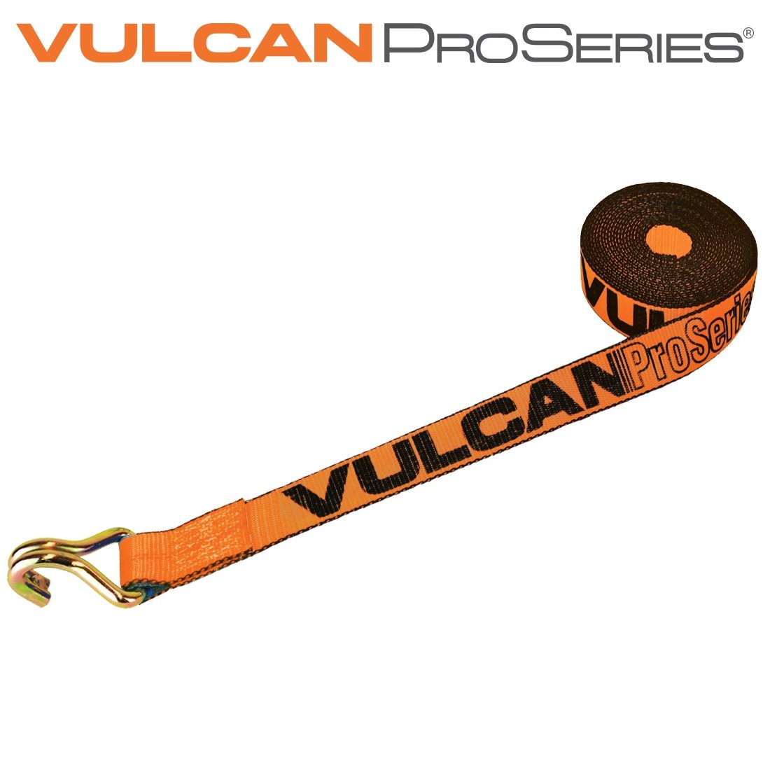 VULCAN Winch Strap with Twisted Snap Hook - 2 Inch x 15 Foot, 4 Pack - 3,300 Pound Safe Working Load