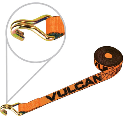 VULCAN Winch Strap with Twisted Snap Hook - 2 Inch x 15 Foot, 4 Pack - 3,300 Pound Safe Working Load