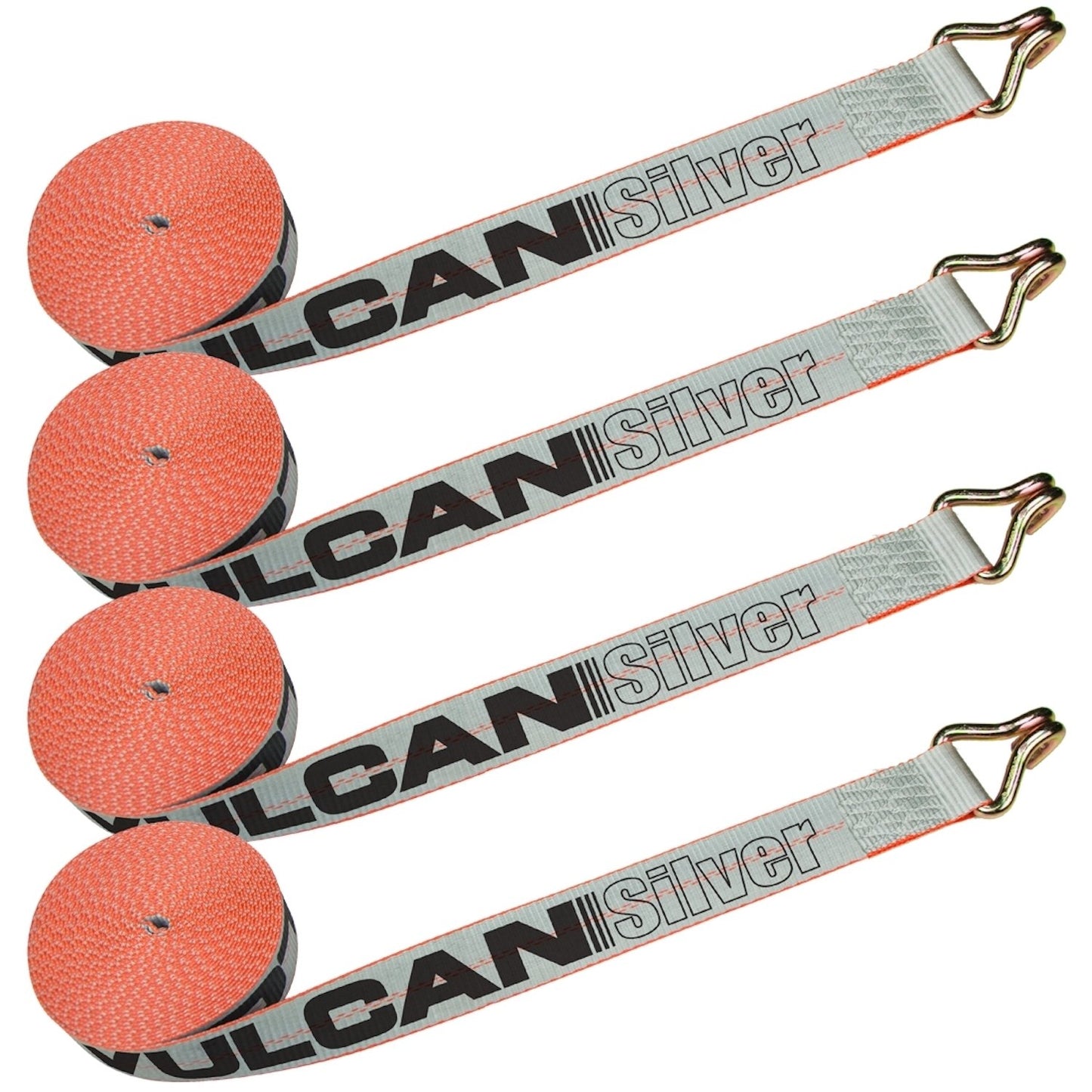 VULCAN Winch Strap with Twisted Snap Hook - 2 Inch x 15 Foot, 4 Pack - 3,300 Pound Safe Working Load