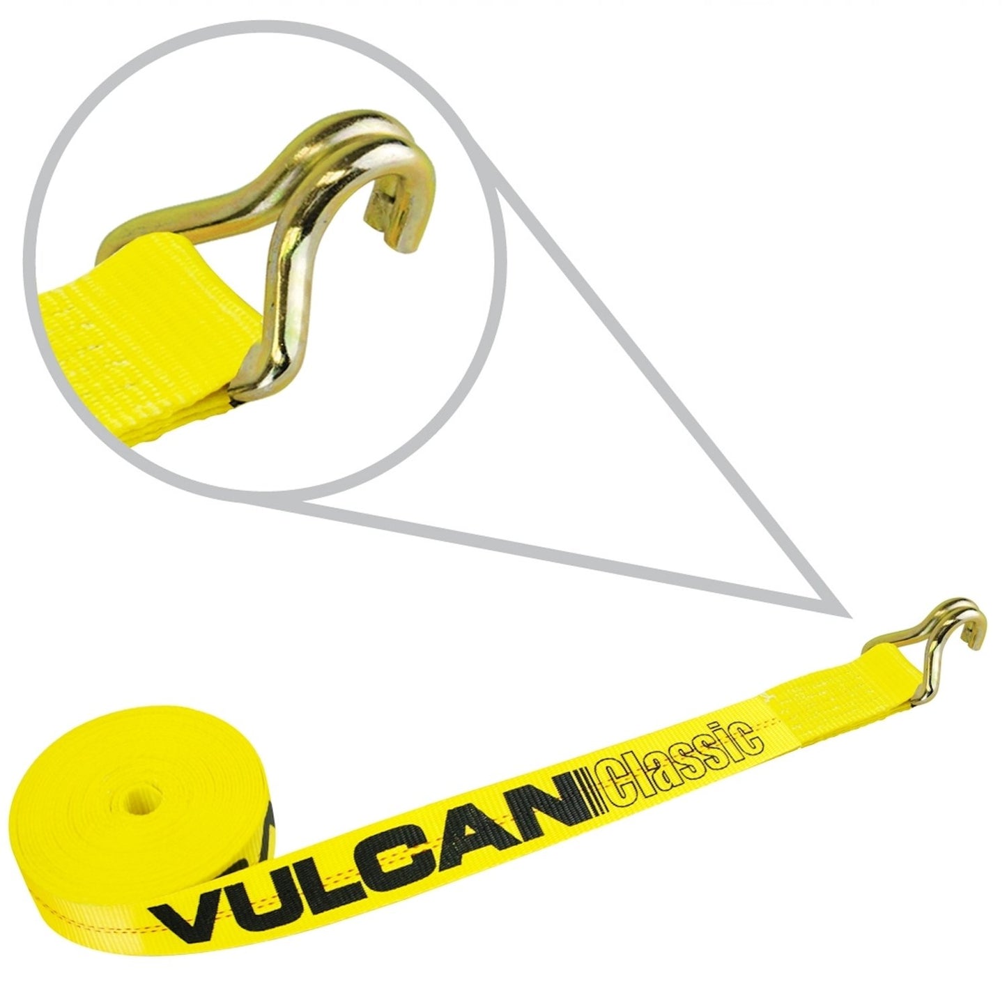 VULCAN Winch Strap with Twisted Snap Hook - 2 Inch x 15 Foot, 4 Pack - 3,300 Pound Safe Working Load