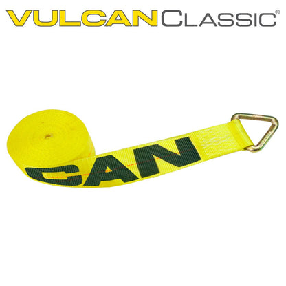 VULCAN Winch Strap with D Ring - 3 Inch - Classic Yellow - 5,000 Pound Safe Working Load