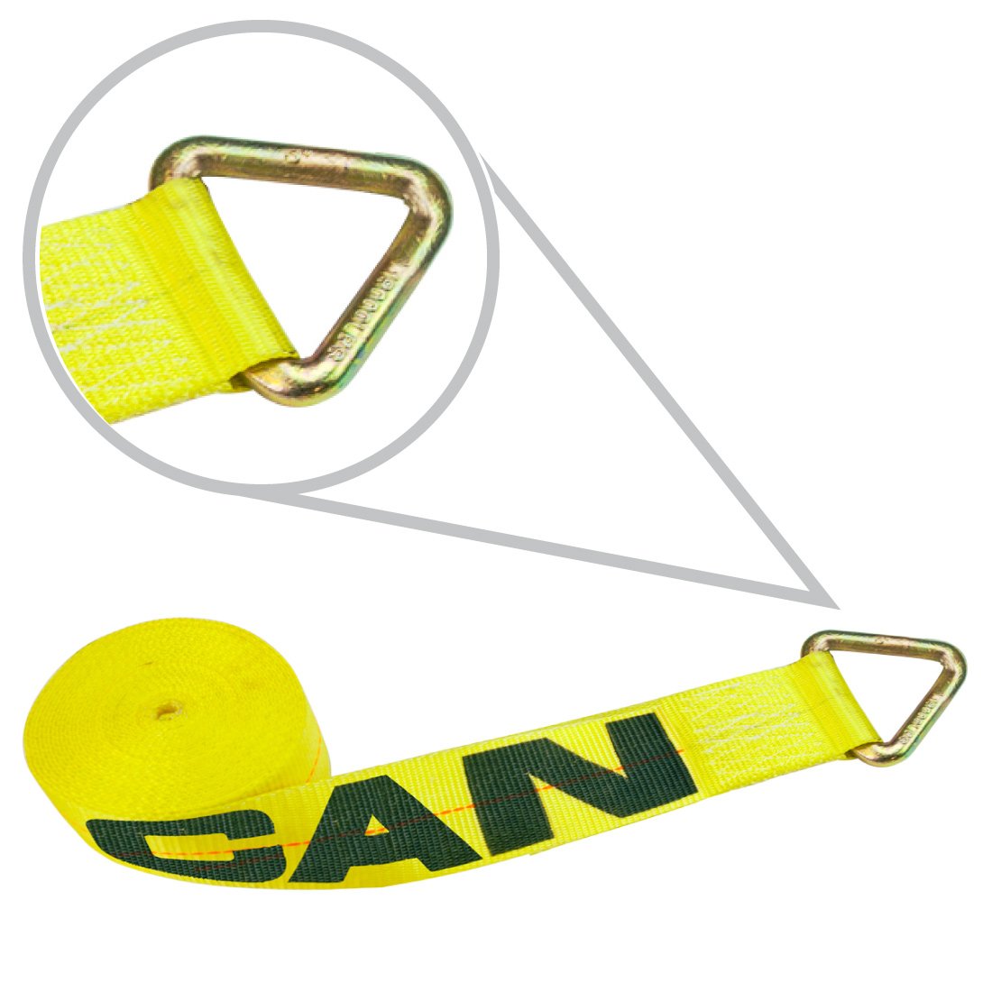 VULCAN Winch Strap with D Ring - 3 Inch - Classic Yellow - 5,000 Pound Safe Working Load