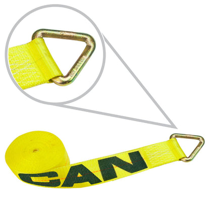 VULCAN Winch Strap with D Ring - 3 Inch - Classic Yellow - 5,000 Pound Safe Working Load