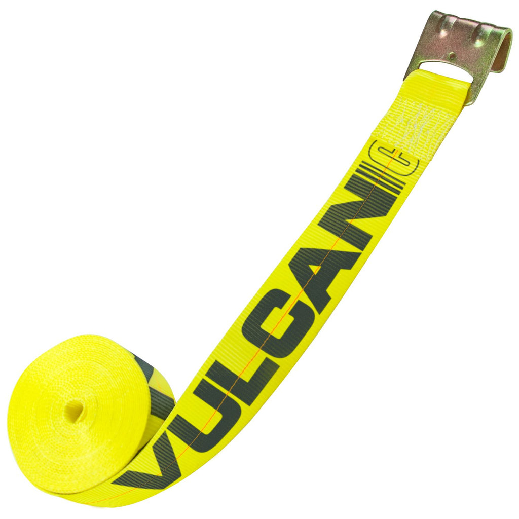 VULCAN Winch Strap with Flat Hook - 3 Inch - Classic Yellow - 5,000 Pound Safe Working Load