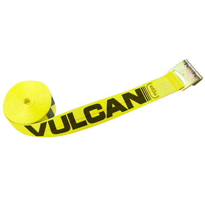 VULCAN Winch Strap with Flat Hook - 3 Inch x 27 Foot - Classic Yellow - 2 Pack - 5,000 Pound Safe Working Load