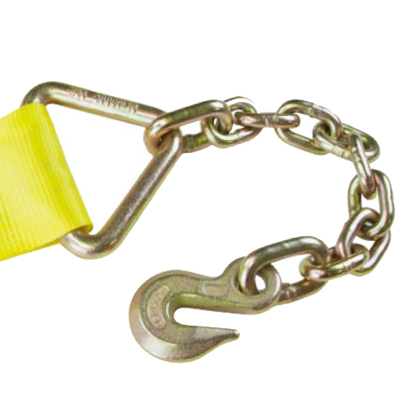 VULCAN Winch Strap with Chain Anchor - 4 Inch - Classic Yellow - 5,400 Pound Safe Working Load