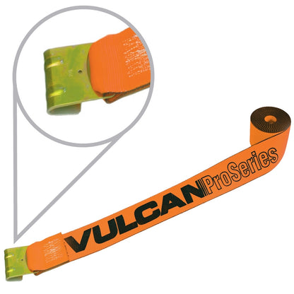 VULCAN Winch Strap with Flat Hook - 4 Inch - 5,000 Pound Safe Working Load