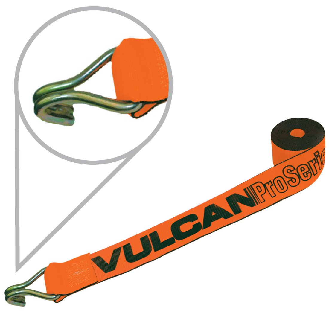 VULCAN Winch Strap with Wire Hook - 4 Inch - Classic Yellow - 5,000 Pound Safe Working Load