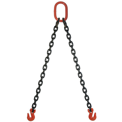 VULCAN Double Leg Mechanical Lifting Sling with Grab Hooks - 3/8 Inch - Grade 80 - 20 Feet