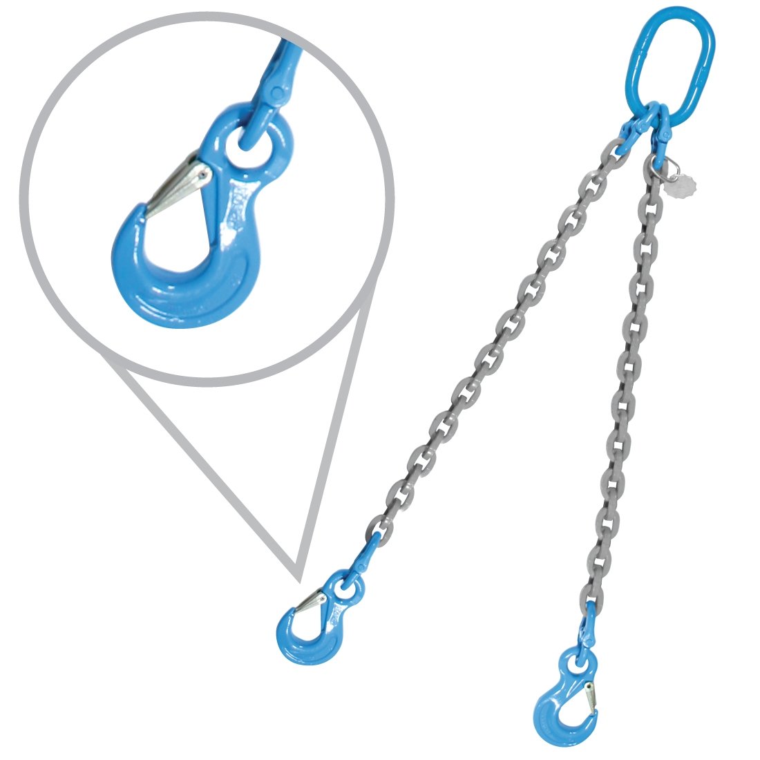 VULCAN Double Chain Slings with Sling Hooks - 3/8 Inch - Grade 120 - 15 Feet