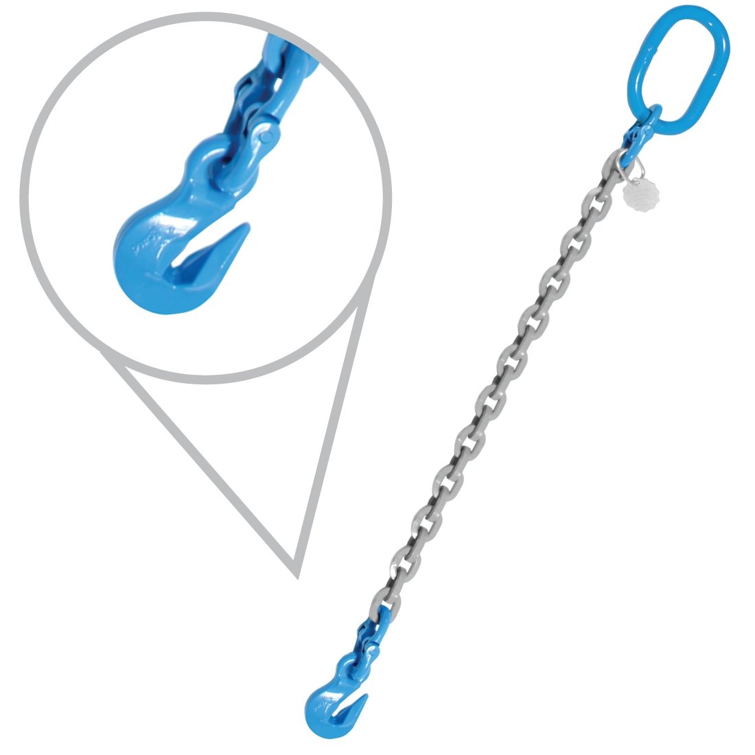 VULCAN Single Chain Slings with Grab Hooks - 9/32 Inch - Grade 120 - 15 Feet