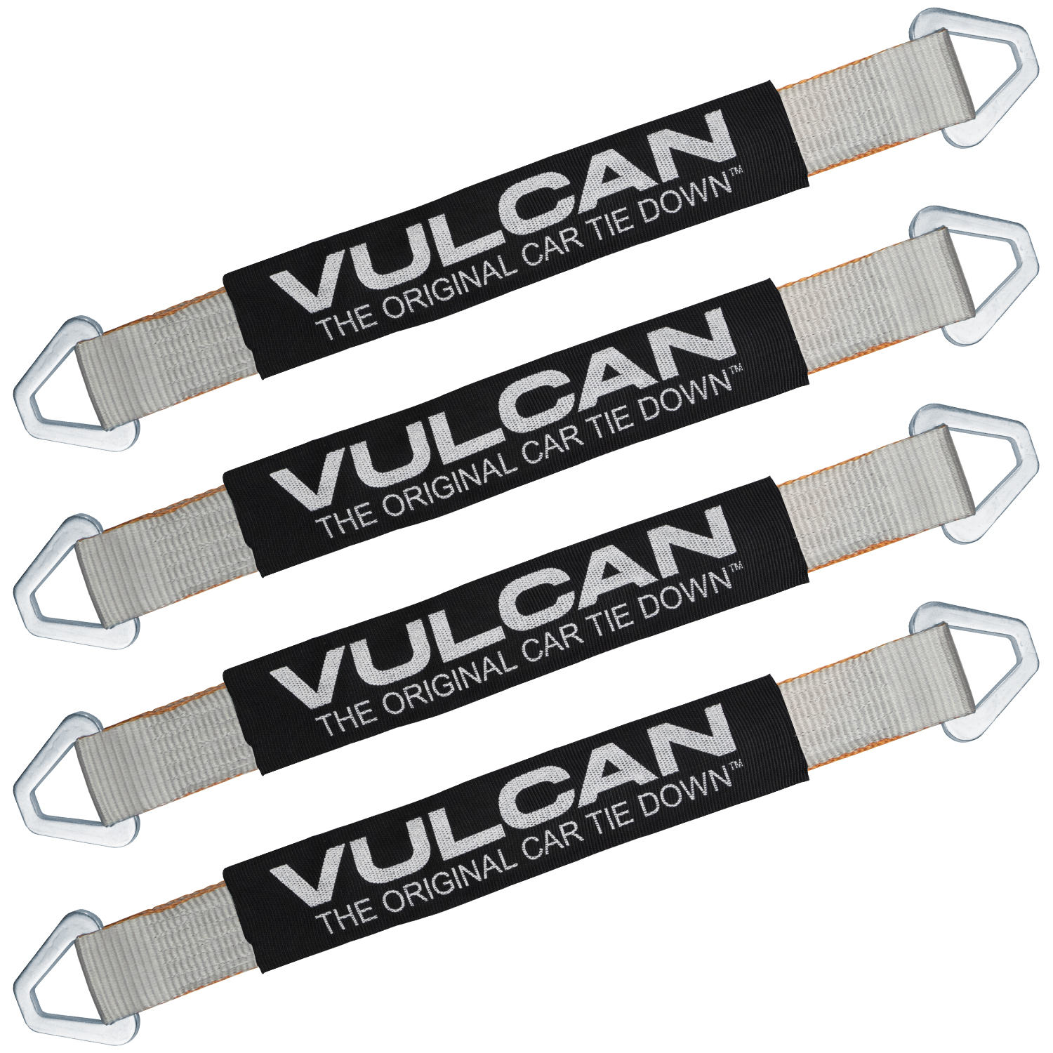 Vulcan Complete Axle Strap Tie Down Kit with Snap Hook Ratchet Straps - High-Viz - Includes (4) 22 inch Axle Straps, (4) 36 inch Axle Straps, and (4)