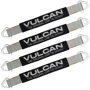 Scratch And Dent VULCAN Car Tie Down Axle Strap with Wear Pad - 2 Inch x 22 Inch, 4 Pack - Silver Series - 3,300 Pound Safe Working Load
