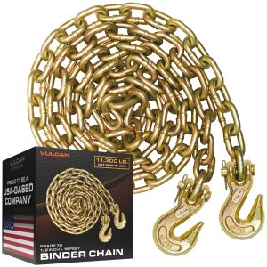 VULCAN Binder Chain with Clevis Grab Hooks - Grade 70 - 1/2 Inch x 16 Foot - 11,300 Pound Safe Working Load