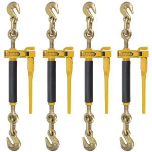 Peerless Ratchet Style Folding Handle Load Binder with 2 Grab Hooks - 7,100 Lbs. Safe Working Load (For 5/16'' Grade 70 - 3/8'' Grade 70 or 3/8'' Grade 80 Chain - Pack of 4)