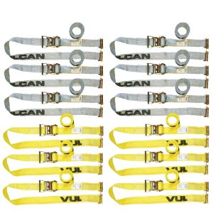 VULCAN Logistic Strap - Ratchet Style E Track Interior Van - 12 Piece Combo Pack - 1,333 Pound Safe Working Load
