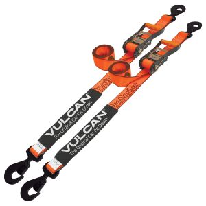 VULCAN Car Tie Down with Flat Snap Hook Ratchet - Snap Hook - 2 Inch x 96 Inch - 2 Pack - PROSeries - 3,300 Pound Safe Working Load