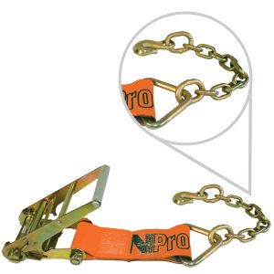 VULCAN Ratchet Strap Short End with Chain Anchor - 4 Inch - PROSeries