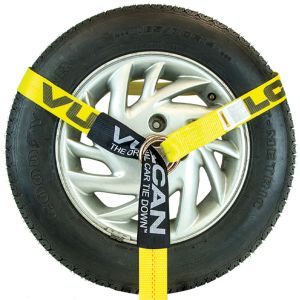 VULCAN Wheel Dolly Tire Harness with Universal O-Ring - Lasso Style - 2 Inch x 96 Inch - Classic Yellow - 3,300 Pound Safe Working Load