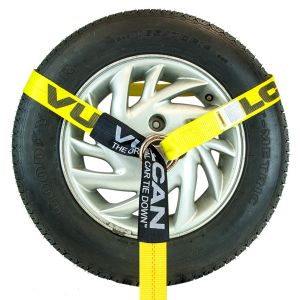 VULCAN Snap Hook Tie Down Kits with Heavy Duty Stake Pocket D Rings - Lasso Style - Classic Yellow