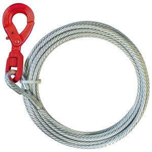 VULCAN Winch Cable - Self-Locking Swivel Hook - Galvanized Steel Core - 3/8 Inch x 50 Foot - 14,000 Lbs. Minimum Breaking Strength