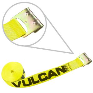 VULCAN Classic Yellow 3" Winch Straps With Flat Hooks - 10 Pack