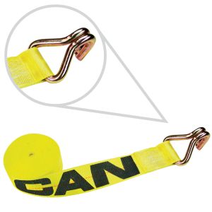 VULCAN Winch Strap with Wire Hook - 3 Inch x 27 Foot - Classic Yellow - 5,000 Pound Safe Working Load
