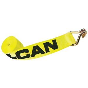VULCAN Winch Strap with Wire Hook - 4 Inch x 30 Foot- Classic Yellow - 5,000 Pound Safe Working Load