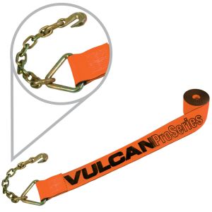 VULCAN Winch Strap with Chain Anchor - 4 Inch x 30 Foot - PROSeries - 6,600 Pound Safe Working Load